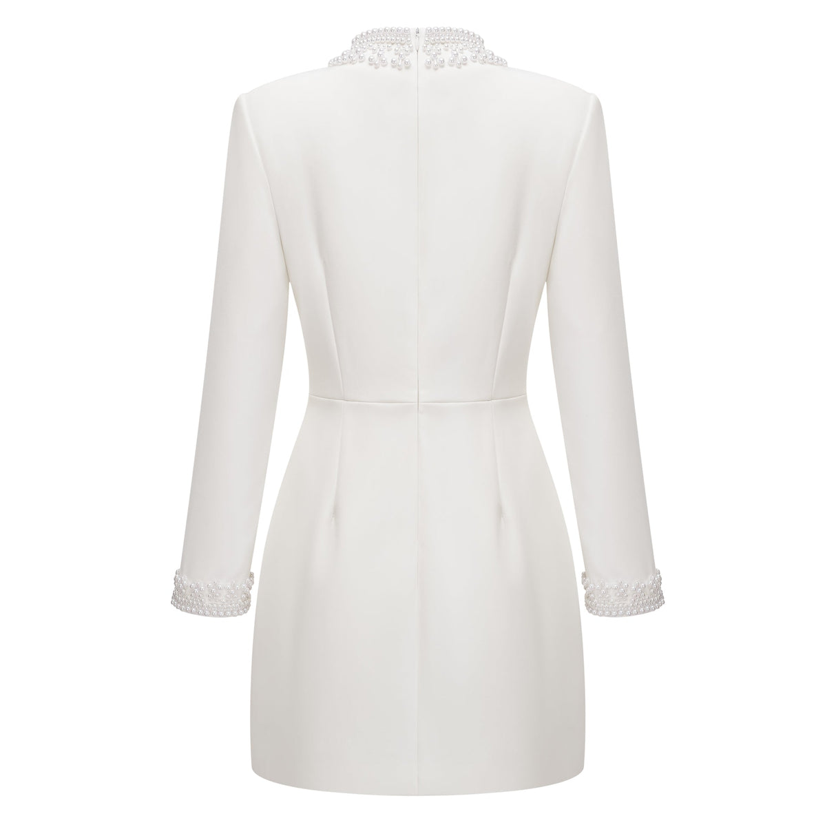 Aurohaya Bernadette White Faux Pearl Mini Dress