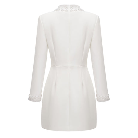 Aurohaya Bernadette White Faux Pearl Mini Dress