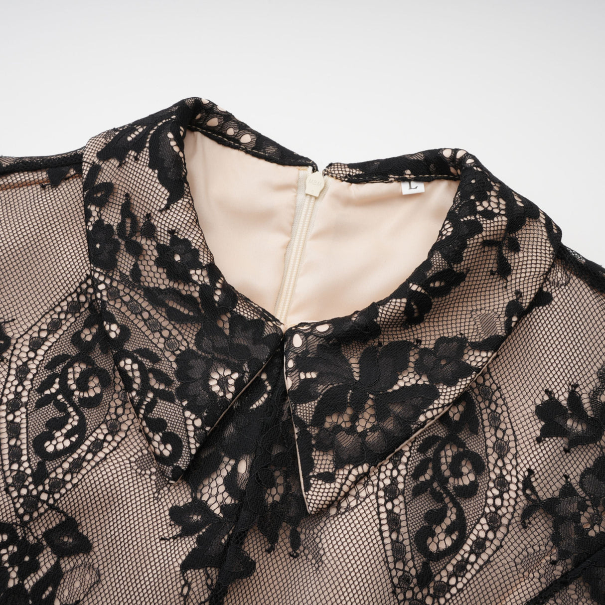 Aurohaya Aleksandra Black Floral Lace Mini Dress