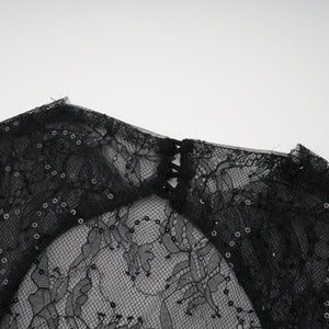 Aurohaya Velia Black Lace Glitter Tulle Maxi Gown