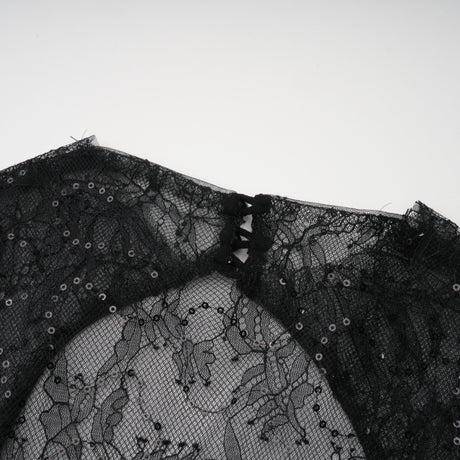 Aurohaya Velia Black Lace Glitter Tulle Maxi Gown