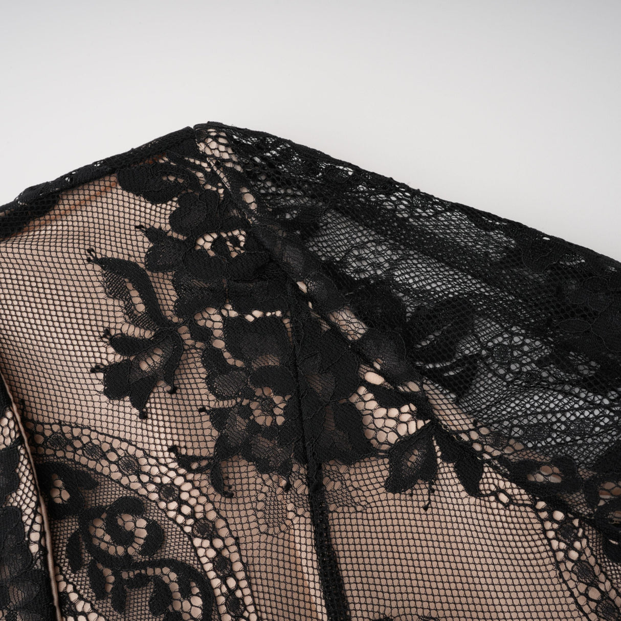 Aurohaya Aleksandra Black Floral Lace Mini Dress