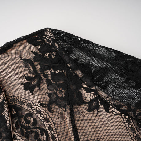 Aurohaya Aleksandra Black Floral Lace Mini Dress