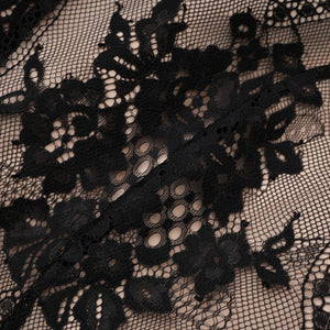 Aurohaya Aleksandra Black Floral Lace Mini Dress