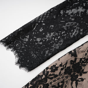 Aurohaya Aleksandra Black Floral Lace Mini Dress