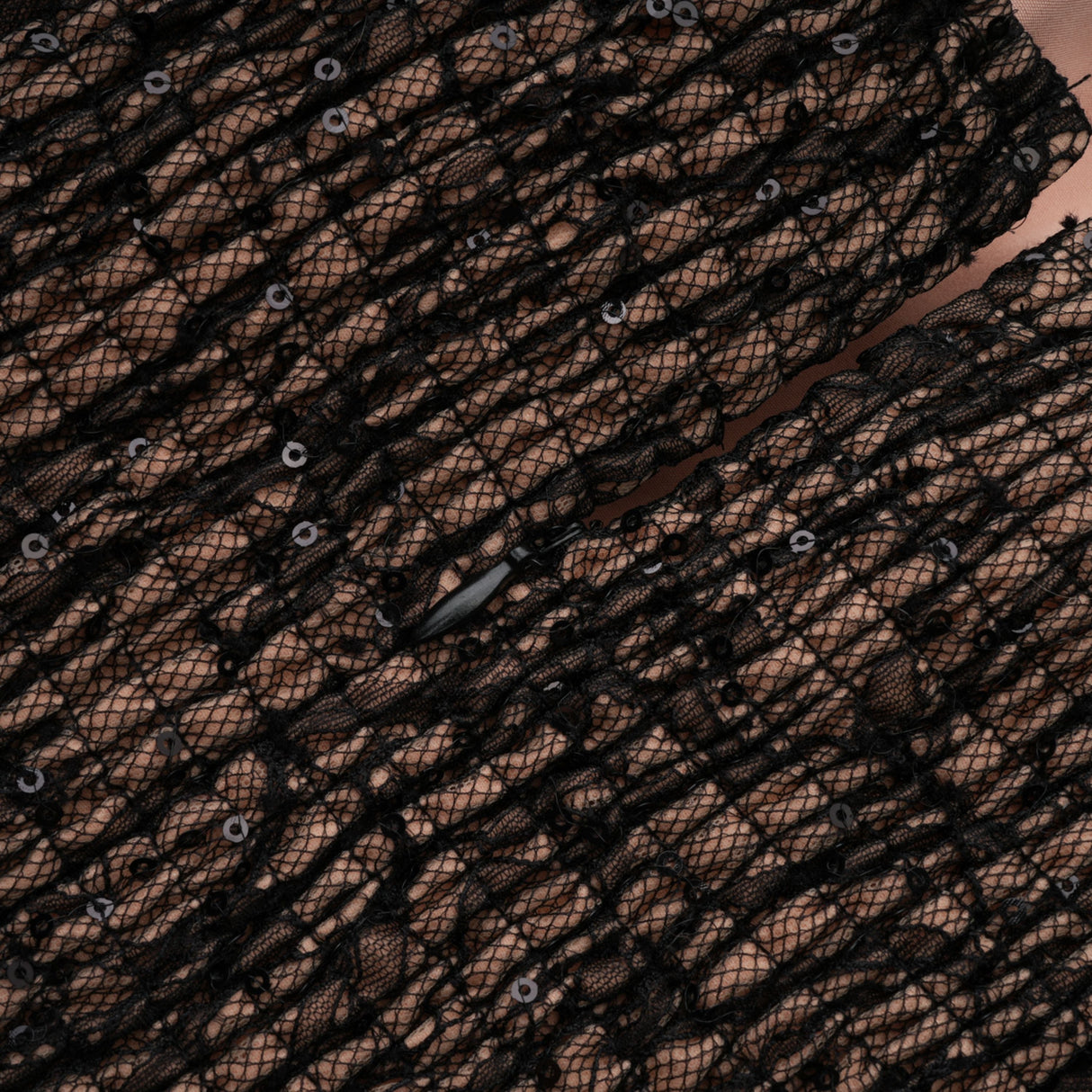 Aurohaya Velia Black Lace Glitter Tulle Maxi Gown