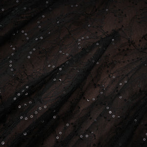 Aurohaya Velia Black Lace Glitter Tulle Maxi Gown