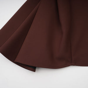 Aurohaya Dora brown asymmetrical-neck puff mini dress