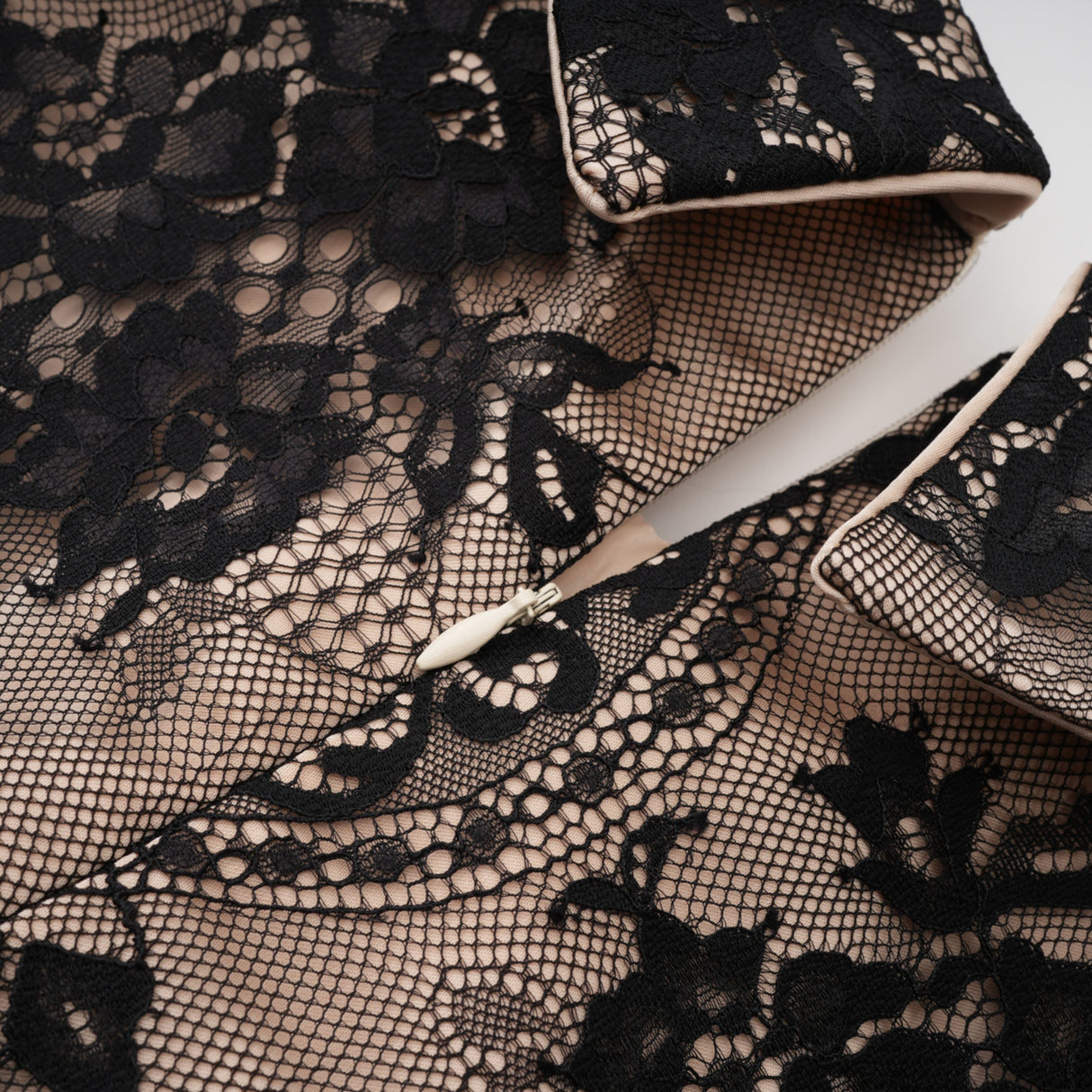 Aurohaya Aleksandra Black Floral Lace Mini Dress