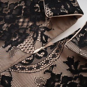Aurohaya Aleksandra Black Floral Lace Mini Dress