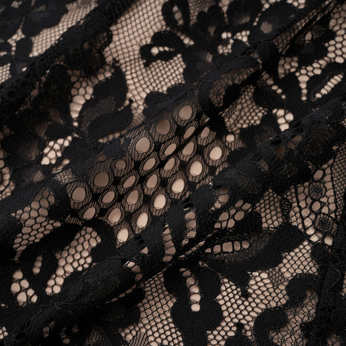 Aurohaya Aleksandra Black Floral Lace Mini Dress