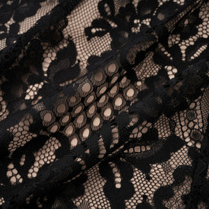 Aurohaya Aleksandra Black Floral Lace Mini Dress