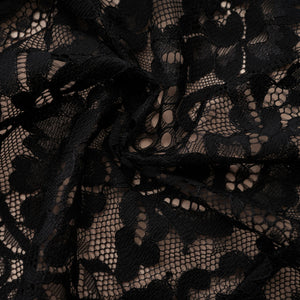 Aurohaya Aleksandra Black Floral Lace Mini Dress