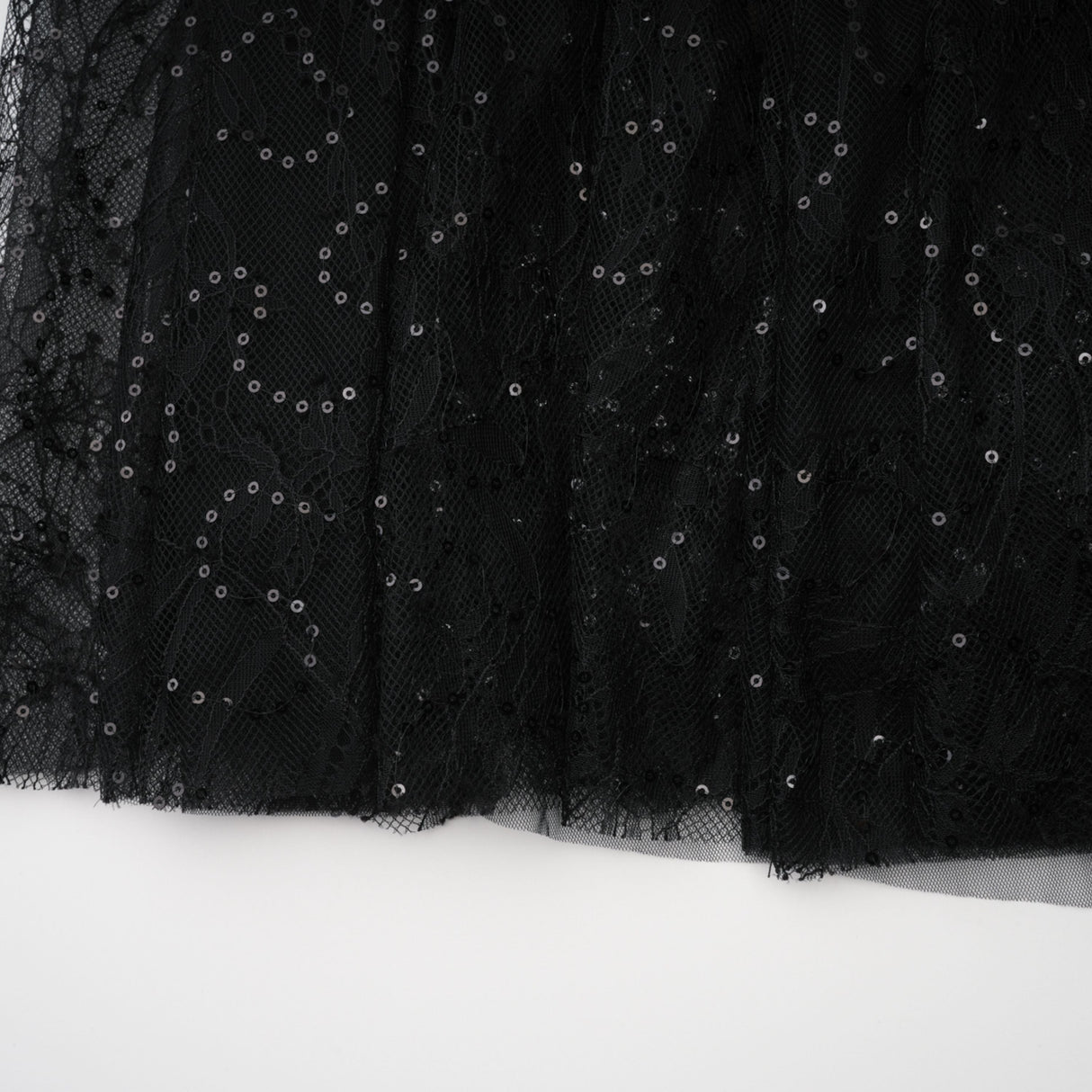 Aurohaya Velia Black Lace Glitter Tulle Maxi Gown