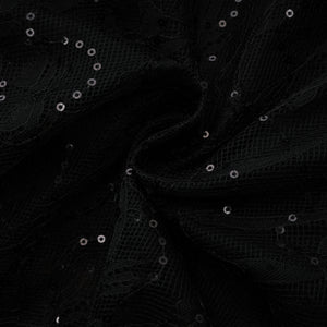 Aurohaya Velia Black Lace Glitter Tulle Maxi Gown