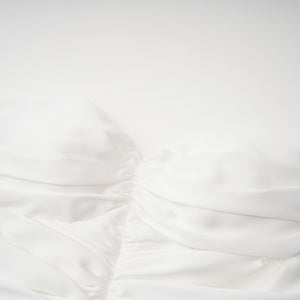Aurohaya Palesa White Pleated Glossy Maxi Dress & Cape Set