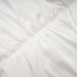 Aurohaya Palesa White Pleated Glossy Maxi Dress & Cape Set