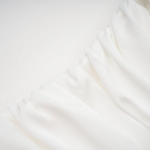 Aurohaya Palesa White Pleated Glossy Maxi Dress & Cape Set