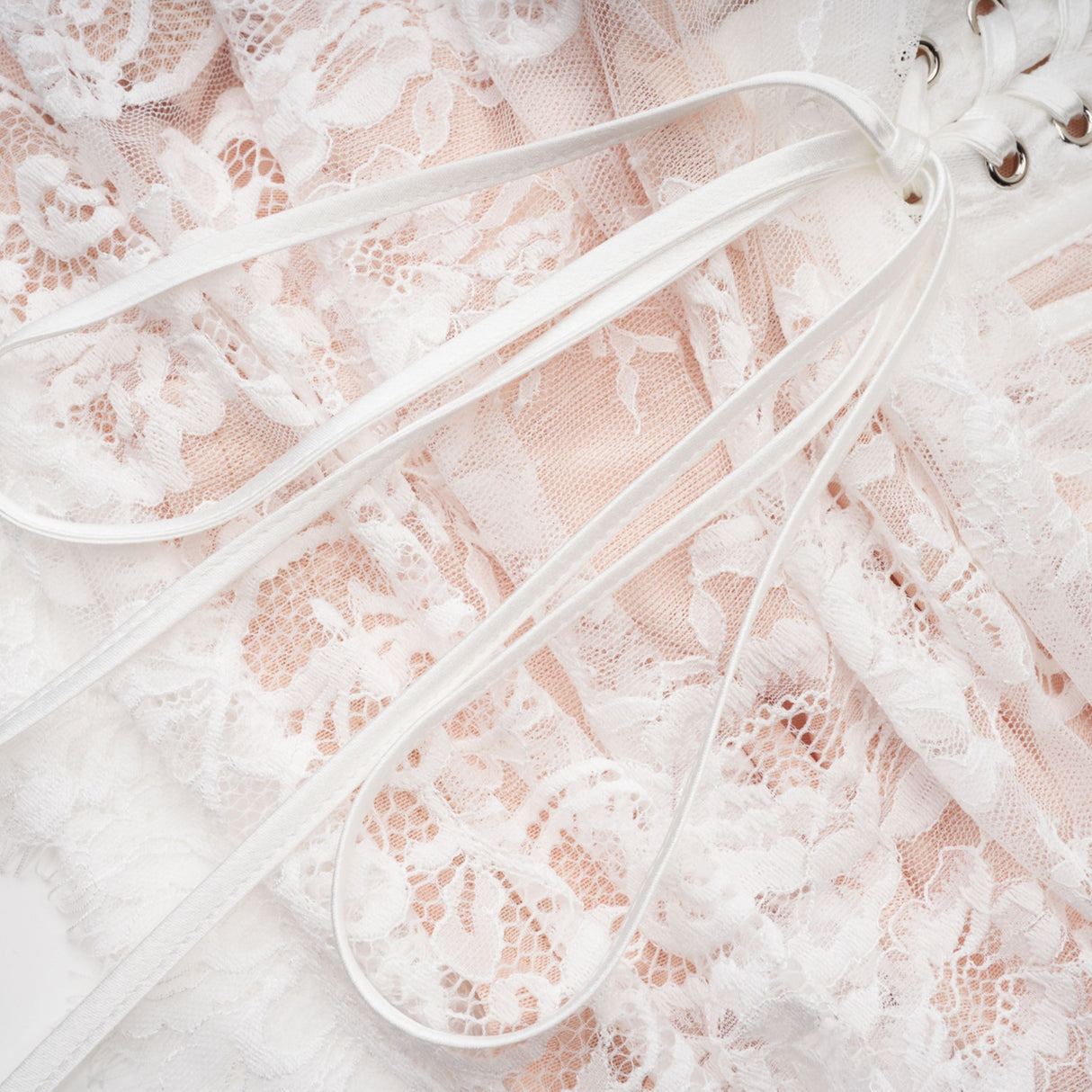 Aurohaya Margherita White Floral Lace Dress & Skirt Set