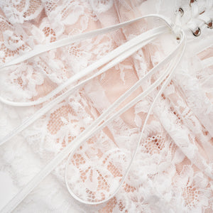 Aurohaya Margherita White Floral Lace Dress & Skirt Set