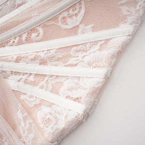 Aurohaya Margherita White Floral Lace Dress & Skirt Set
