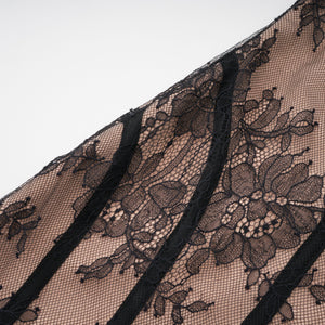 Aurohaya Urszula Black Floral Lace Corset Maxi Dress