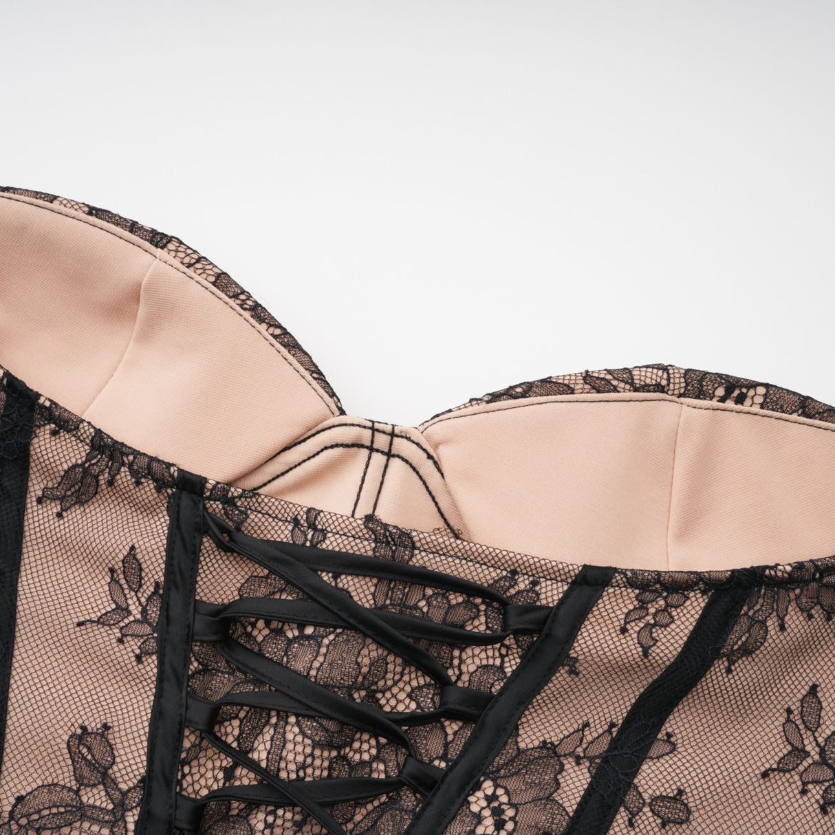 Aurohaya Urszula Black Floral Lace Corset Maxi Dress