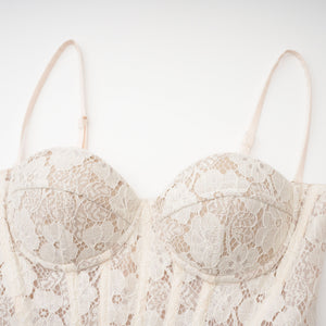 Aurohaya Celina White Lace Corset Maxi Dress
