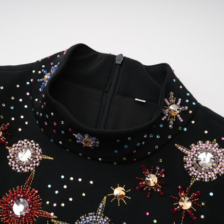 Aurohaya Rosaria Black Embellished Constellation Mini Dress