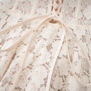 Aurohaya Celina White Lace Corset Maxi Dress