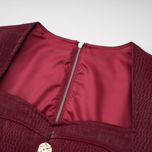 Aurohaya Frankie Red Leather Mini Dress with Decorative Buttons