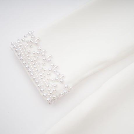 Aurohaya Bernadette White Faux Pearl Mini Dress