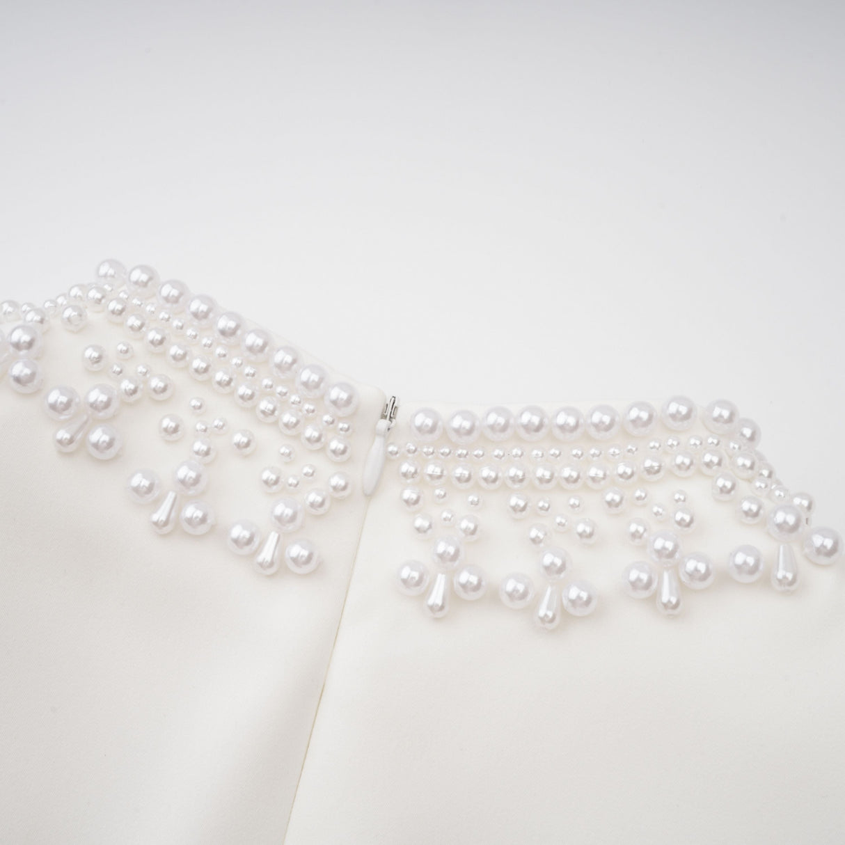 Aurohaya Bernadette White Faux Pearl Mini Dress