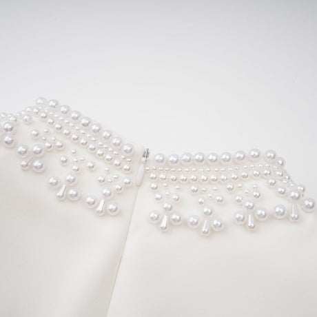 Aurohaya Bernadette White Faux Pearl Mini Dress