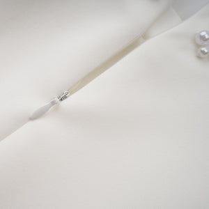Aurohaya Bernadette White Faux Pearl Mini Dress