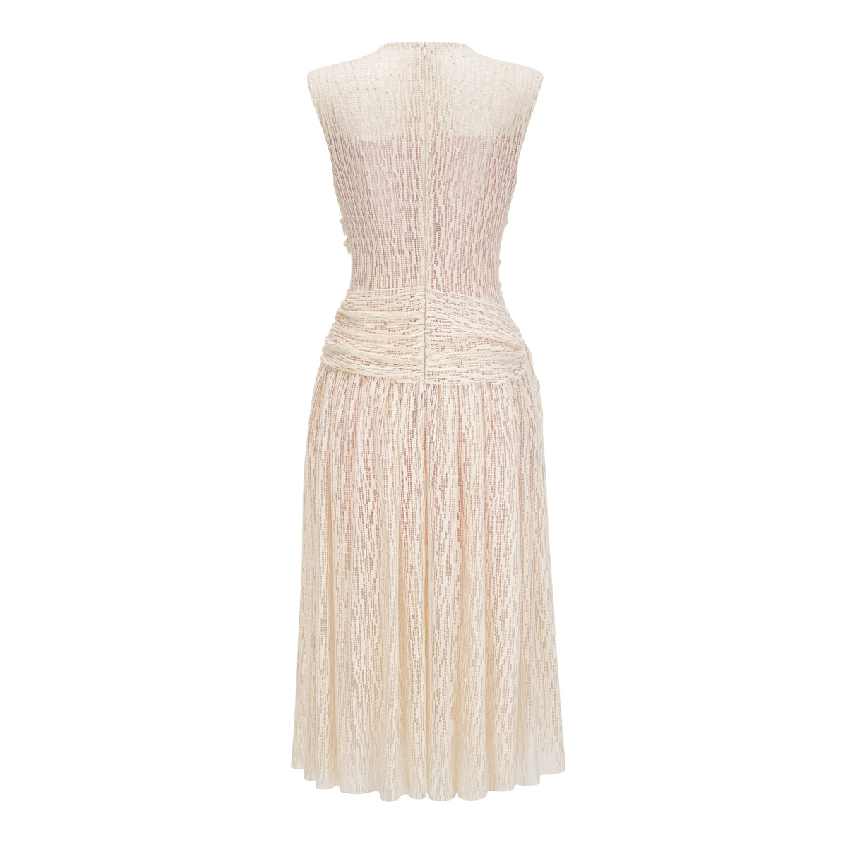 Aurohaya Cynthia Neutrals 3D Petal Textured Midi Dress