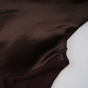 Aurohaya Pernilla Brown One Shoulder Satin Mini Dress