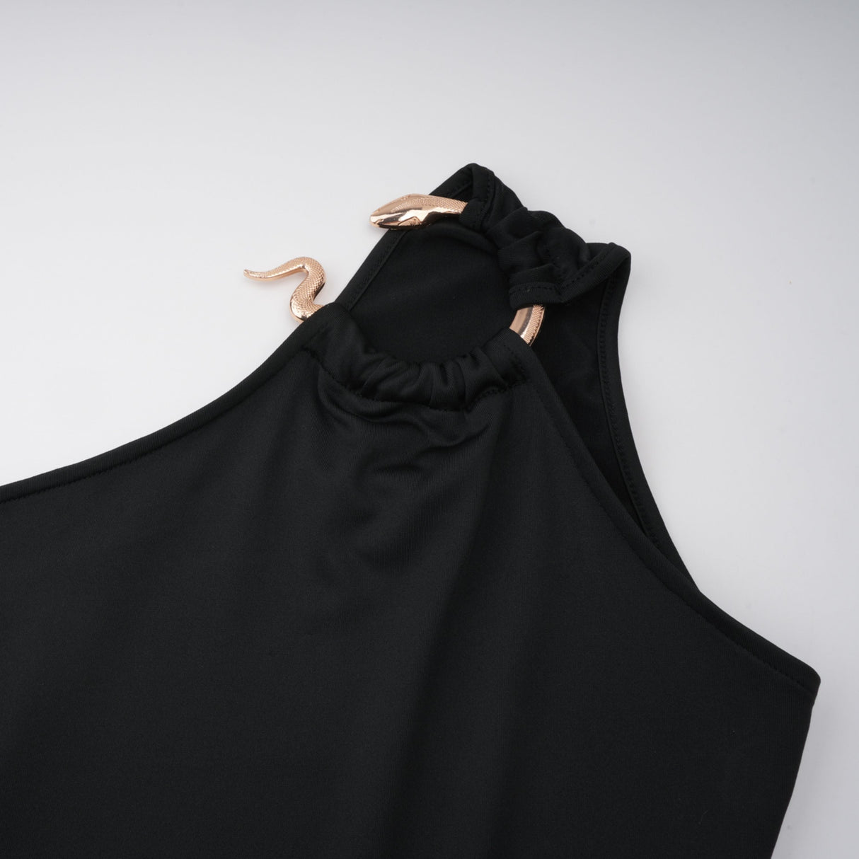 Aurohaya Tiziana Black One Shoulder Cut Out Maxi Dress