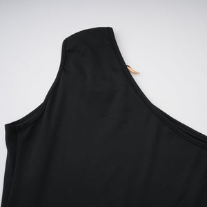 Aurohaya Tiziana Black One Shoulder Cut Out Maxi Dress