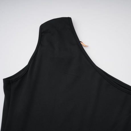 Aurohaya Tiziana Black One Shoulder Cut Out Maxi Dress