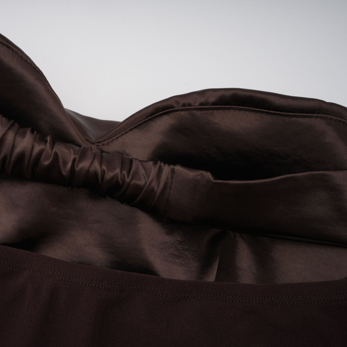 Aurohaya Gitta Brown Off Shoulder Satin Maxi Gown