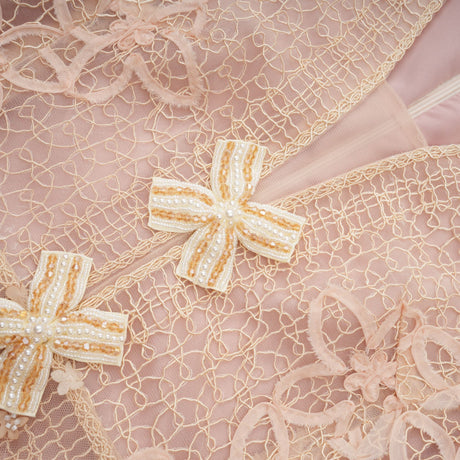 Aurohaya Bérengère Neutrals Faux-flower Crochet Midi Dress