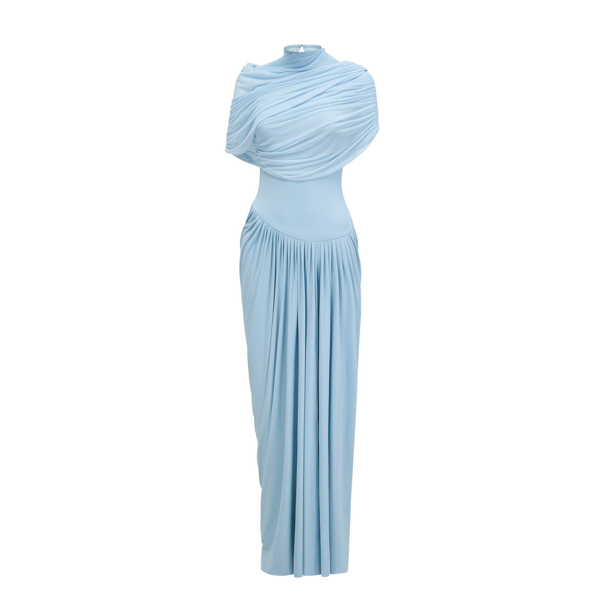 Aurohaya Catherine asymmetrical pleated maxi dress in Baby-blue