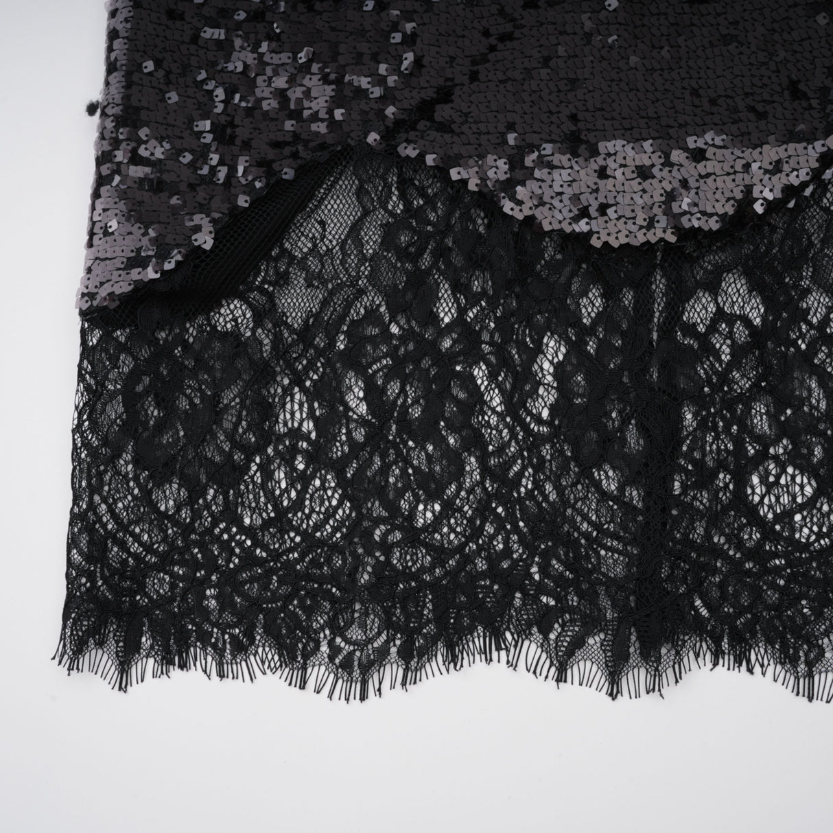 Aurohaya Ava Black Lace Panel Sequined Maxi Dress