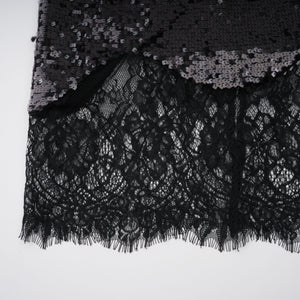 Aurohaya Ava Black Lace Panel Sequined Maxi Dress