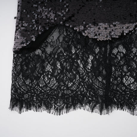 Aurohaya Ava Black Lace Panel Sequined Maxi Dress