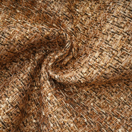 Aurohaya Arna Gold Sweetheart Neckline Tweed Mini Dress