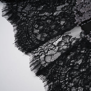 Aurohaya Ava Black Lace Panel Sequined Maxi Dress
