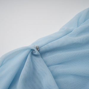 Aurohaya Catherine asymmetrical pleated maxi dress in Baby-blue