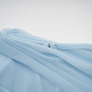 Aurohaya Catherine asymmetrical pleated maxi dress in Baby-blue